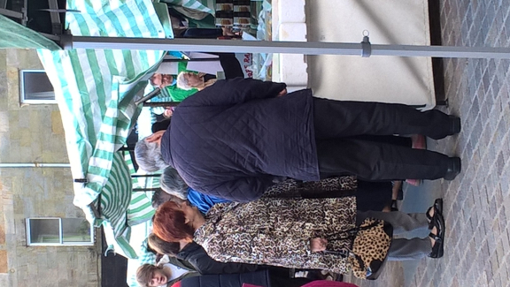 People at stall